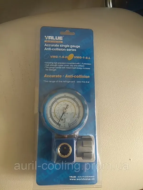 Манометр. колектор одновентильний VALUE VMG -1-S-L (R 22,410,32) синій з вічком